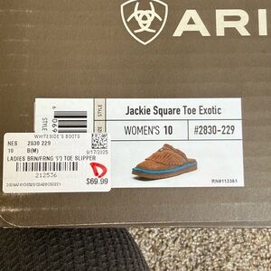 Ariat Brown Fringe Square Toe Slippers